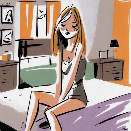 drawix23 beautiful girl in bedroom,  very detailed<lora:drawix23:1>