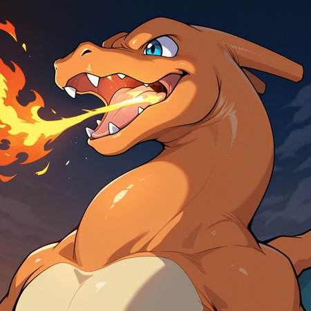 masterpiece, best quality, amazing quality, 1boy, solo, Charizard, wings, close up, breathing fire