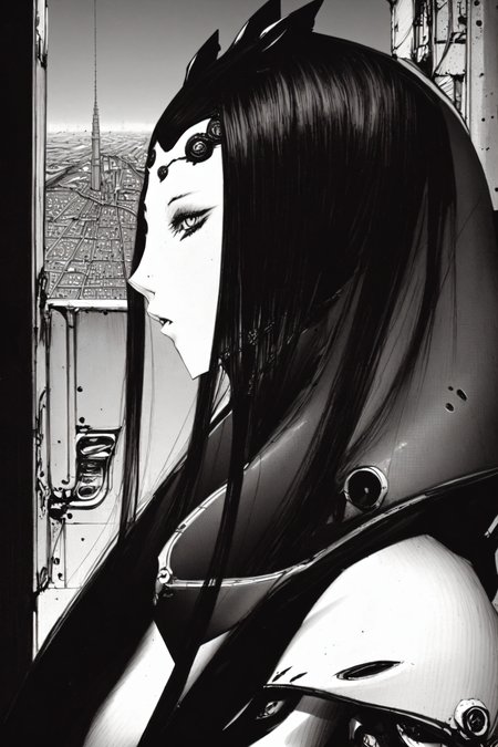 best quality, pcell, highly detailed face, full body view, vast scenery, city, <lora:blamev2:1>
