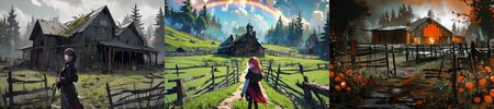 (otherworldly), highly insanely detailed, masterpiece, top quality, best quality, highres, 4k, 8k, RAW photo, (very aesthetic, beautiful and aesthetic), farm, fields, barn, fence, fantfa, <lora:FantasyFarm-10:1>, 
1girl, 
(__lazy-wildcards/char/haircolor__), 
(__lazy-wildcards/dataset/background-color__),âââ