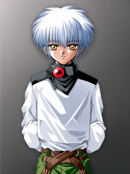 shounen, solo, looking at viewer, bangs, simple background, 1boy, long sleeves, standing, yellow eyes, white hair, male focus, cowboy shot, belt, pants, collar, black shirt, transparent background, black background, letterboxed, tachi-e, orb, green pants, belt collar, pillarboxed

<lora:moon-v2:1>

cowboy shot, dynamic pose,