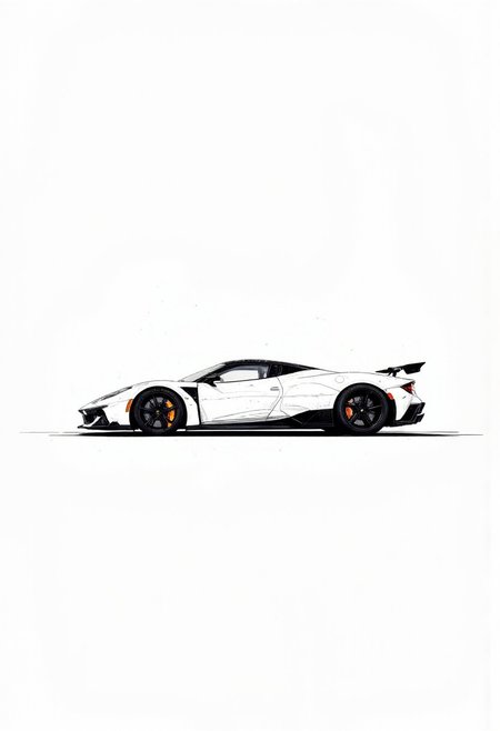 A minimalist line drawing of a sleek, modern sports car, showcasing its aerodynamic shape and elegant curves.
, ppstorybook, aidmamj6.1, aidmaGlow