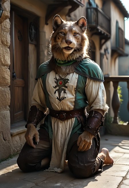 score_9, score_8_up, score_7_up, (((Barefoot furry character, full body, cinematic setting, furry male, plantigrade, correct anatomy, perfect hands)))
(((side view))) on a beautiful and detailed skaven, (((templar outfit))), templar knight, green gem necklace, ((1boy, solo, solo focus)), muscular, furry male, burgundy fur,body fur, perfect eyes, perfect face, fur, fluffy fur, tuft, detailed fur,, bronze eyes, curvy, covered nipples, Expressiveh, looking at the viewer, seductive smile, half closed eyes, tight clothes, skindentation, ear piercing,cute makeup, BREAK indoor, detailed background, balcony, abs, ((muscular)), white neck fluff, (((nice furry feet paws)))
(((kneeling on one leg))), enslaved by hypnotic spell, green glowing in his eyes, green smoke around neck, green collar formed by magic smoke around neck , open mouth, drooling