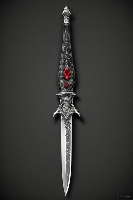 A stunningly realistic and brutal photo of a demonic sword, featuring a long, sleek black metal blade that reflects light.
(great sword, knife, blade,
demonic, glowing)
The double-edged, full tang blade is sharp and deadly.
The handle, made of black material, showcases intricate demonic patterns and stripes.
A ruby adorns the center, adding a pop of red to the sinister design.
The dagger is depicted alone, with no humans or other objects in the image, allowing the viewer to fully appreciate its menacing beauty.
photo, product