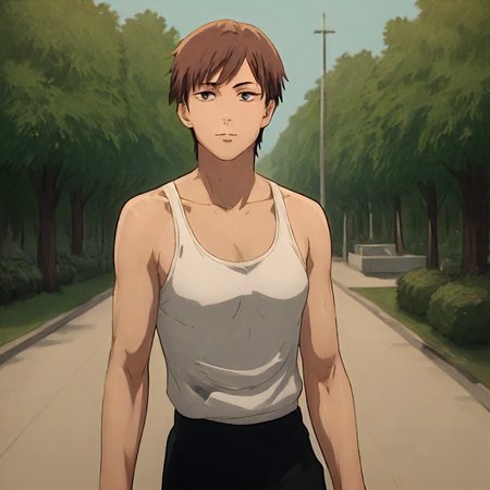 csmdiv4wom, (cowboy shot:1.4), looking at viewer,   <lora:Character CSM Division 4 Woman:1>  tank top, walking in a park, score_9, score_8_up, score_7_up, score_6_up, score_5_up, score_4_up, masterpiece, detailxl. BREAK