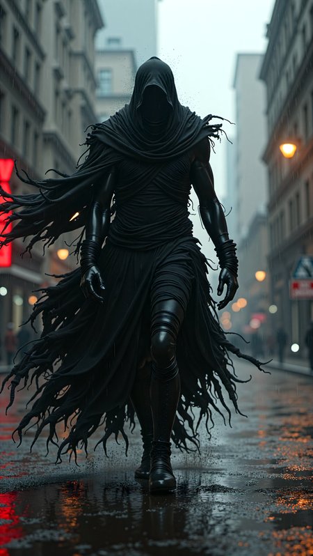 cinematic film still A fantastical image of an evil wrath,black-flowing-bandages,grey-tattered-garments,flowing in midair,dynamic motion.facing the viewer, magical energy swirls,motion blur,approaching perfection,dynamic,highly detailed,smooth,sharp focus,art by Aleksi Briclot and James Christensen,trending on artstation,sharp focus,intricate details,highly detailed,by greg rutkowski,Hyperrealistic art in the style of 'Sin City' directed by Robert Rodriguez and Frank Miller, stark black and white visuals with splashes of red, high contrast lighting, dramatic shadows, rain-soaked streets, gritty urban landscapes, film noir atmosphere, intense violence, stylized graphic novel adaptation, femme fatales, morally ambiguous characters, iconic silhouettes, urban decay, neon signs, graphic violence, dark and brooding tone . shallow depth of field, vignette, highly detailed, high budget, bokeh, cinemascope, moody, epic, gorgeous, film grain, grainy, embedding:EZRealPONYXL,