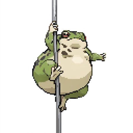 (masterpiece, best quality, high quality, highres), very awa, highres, absurdres, pokemon, pokemon \(species\), (no humans:1.1), (solo:1.2), full body, 
DRFTPFV1.0, frog, desert rain frog, african rain frog, animal, animal Focus,
pole dancing, fat, 
simple white background,
