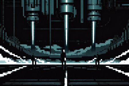 highly insanely detailed, masterpiece, top quality, best quality, highres, 4k, 8k, RAW photo, (very aesthetic, beautiful and aesthetic),  
tsutomu nihei,nihei_tsutomu,blame!,blame gakuen!,abara,TNstyle,sidonia_no_kishi,drainpipe,cables,tubes,industrial pipes,star \(sky\),starry sky,wire,toha heavy industries,light particles,bones,clouds,vast scenery,perspective, 
<lora:blameLora_v10:1>, 
(1girl:1.3), 
solo focus, 
rainy,âââ