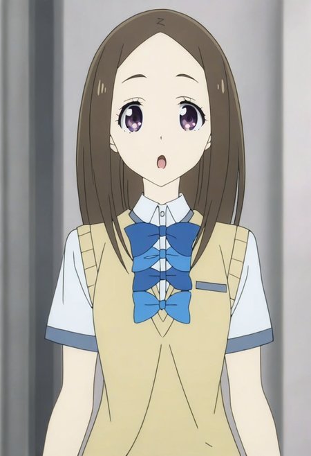 <lora:è´¥ç¬å¥³ä¸»_nb11_xl:1>,1girl, solo, school uniform, bow, long hair, looking at viewer, anime coloring, purple eyes, brown hair, upper body, :o, bowtie, blue bow, sweater vest, shirt, short sleeves, open mouth, black hair,asagumo chihaya,