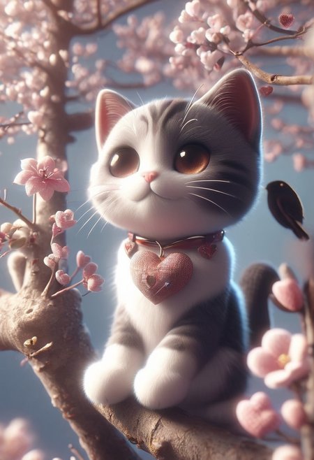 ral-smlvltnpls, A monochromatic, black-and-white photograph of two cats sitting on a tree branch, facing each other in an intimate and harmonious pose. The left cat is black, while the right cat is white, creating a striking contrast. They are surrounded by delicate, blooming branches with small flowers, adding a serene and romantic atmosphere. The background is softly blurred, focusing the viewer's attention on the cats and their interaction. The lighting is soft, emphasizing the texture of their fur and the gentle ambiance of the scene.
<lora:Anime v1.3:1.2> <lora:Blue_Future:0.9> <lora:Ethereal Brush Anime v2.0:0.6> <lora:It's a LoRA for portraits, BUT! actually specialized in backgrounds. v1.0:0.2>
,red sphere on background