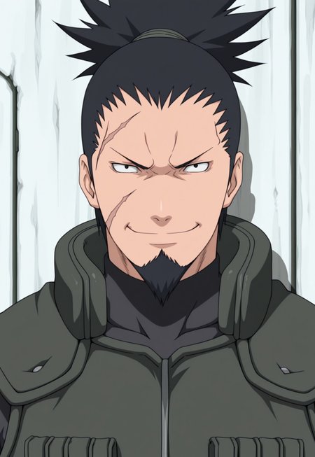 solo, masterpiece, modern, new, 1boy, male, masculine face, daddy looking face,

NarutoShikaku, black hair, ponytail, scar, beard, vest, looking at viewer, headshot, smiling