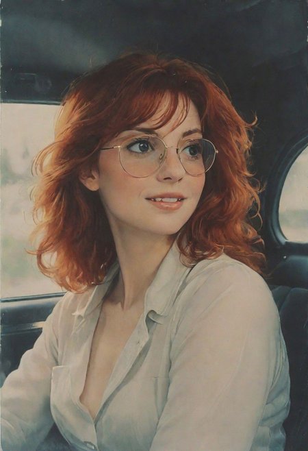 Muse and goddess of cinematic photo photo of a 30yo redhead smiling woman, driving in a convertibal car, long hair flutters in the wind, freckles, sunglasses, bright sunlight, <lora:JuggerCineXL2:1> . 35mm photograph, film, bokeh, professional, 4k, highly detailed, languid, otherworldly color ink drawing by Abigail larson, Egon Schiele, Bill Sienkiewicz, Moebius,black and white,