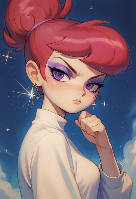score_9, score_8_up, score_7_up, BREAK,
(1girl is main focus:2), pale, eyeliner, purple eyes, interesting hand pose, concentrated expression, medium close up, (doing stylish dance move:1.7), fairycore aesthetic, unique, serious, and deadpan demeanor, iconic fashion style,  the dark and macabre aesthetic
