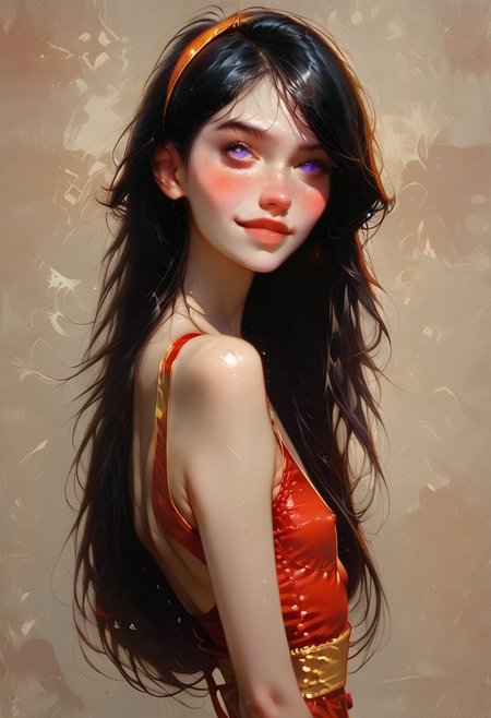 score_9, score_8_up, score_7_up, score_6_up, score_9, score_8_up, score_8,  1dk, portrait
 (best quality:1.1), (masterpiece:1.2), (realistic:1.2), (detailed:1.1), (highres, best quality:1.2), 
{1girl(violetparr (/The Incredibles)/,(ultra HD quality details), black hair, long hair, hairband, purple eyes)} Perfect feet, beautiful face, Slim girl, flat chest, tiny breast, narrow waist, wide hips, bubble butt, skinny, petite, small arms, small legs, small body (18 years old)
violetparr, mask, black hair, long hair, hairband, purple eyes, red bodysuit, black gloves, cowboy shot, hands on hips, looking at viewer, solo, simple background  head tilt, curvy, smile, blush,