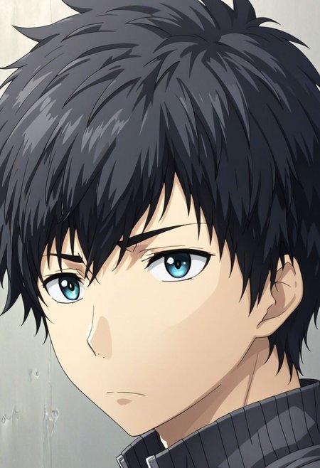 high resolution, solo, best quality, 1Boy, Arata Kaizaki, Black Hair, portrait, looking at viewer, focused gaze forward, upper body, head upright, frustation, OverallDetail