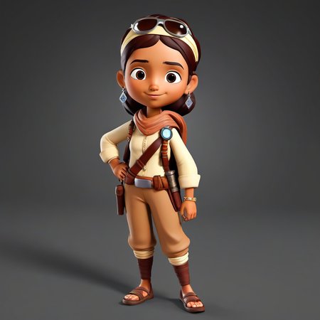girl Yemeni character standing Explorer, adventurous, compass, uncharted, discover, curiosity, pioneering, intrepid, world traveler, quest.  <lora:STYLIZARD_v1:0.95>