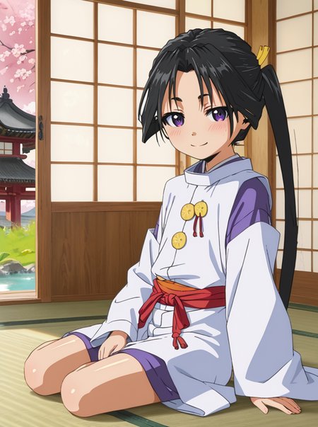 detailed background, shiny skin,
<lora:tokiyuki.pony:1>
tokiyuki, 
half-closed eyes, seductive smile, 
sit, 
indoor, asian architecture,