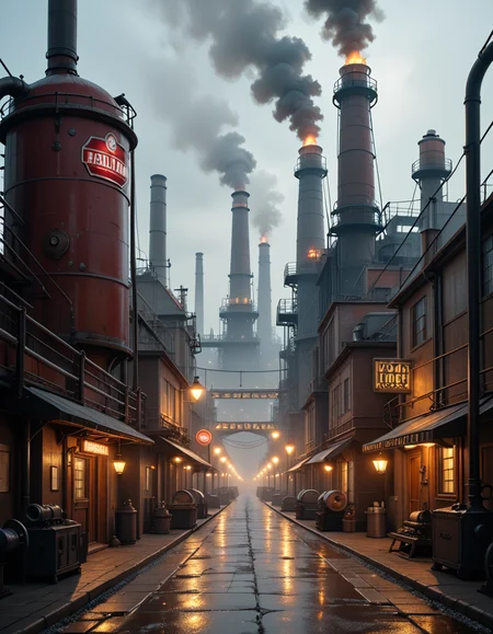 dieselpunk industrial cityscape pony