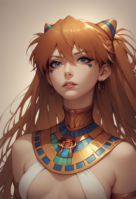 Score_9, score_8, score_7, 1girl, solo, zzEgyptian, Egyptian, 2d, Asuka Langley,