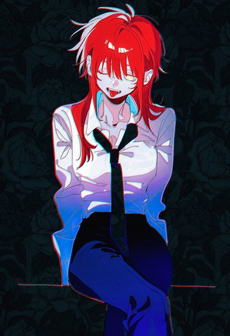 <lora:NOOB_vp1_detailer_by_volnovik_v1:0.35>
black background, simple background, loose necktie, loose shirt, 
makima \(chainsaw man\), looking at viewer, narrow waist, leaning forward, head tilt, contrapposto, straight-on, cowboy shot, one eye closed, tongue out,  ringed eyes, yellow eyes, 
from below, looking down, crossed legs,  
very awa, masterpiece, highres, absurdres,
aged up, realistic sketch, 
(ka \(marukogedago\), m omoo, molu stranger :1.25)