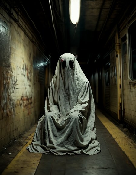 score_9, score_8_up, score_7_up, ghostlora, ghost, horror (theme), sitting in metro