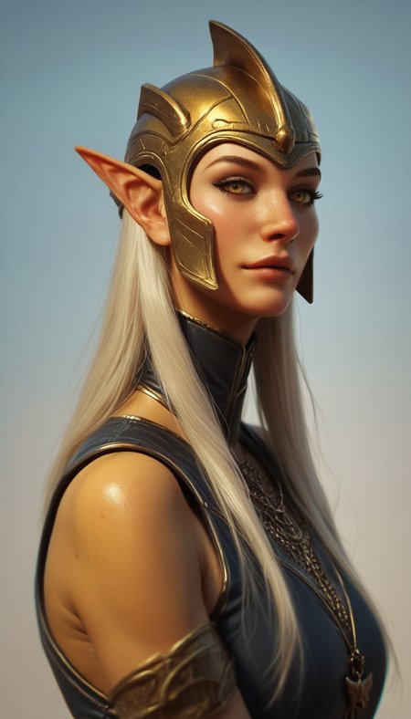 (score_9, score_8_up:1.1), score_7_up, rating_safe, 1girl, a gorgeous high elf mage, altmer, (alien yellow skin), (alien golden skin), tall and feminine, magical elf very large yellow eyes, long yellow golden hair, supermodel look with pronounced sharp cheekbones and narrow sharp long chin. ((golden battlemage armor with open-face helmet)). Dynamic and playful pose, <lora:EdobESO_XL_v1.0:0.95>, high elf, skyrim altmer,  <lora:1dkXLP:0.25>, <lora:add-detail-xl:0.3> <lora:RELSM_v1:0.4>,  <lora:SDXLHighDetail_v5:0.3> Painstaking Attention To Details, <lora:fantasy_world_pony:0.7>