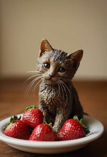 cinematic still the small figurine has a cat made of strawberries, solo, sitting, food, blurry, no humans, fruit, blurry background, animal, cat, bowl, realistic, strawberry, animal focus, whiskers . emotional, harmonious, vignette, 4k epic detailed, shot on kodak, 35mm photo, sharp focus, high budget, cinemascope, moody, epic, gorgeous, film grain, grainy, (masterpiece), (best quality), (ultra-detailed), the small figurine has a cat made of strawberries, solo, sitting, food, blurry, no humans, fruit, blurry background, animal, cat, bowl, realistic, strawberry, animal focus, whiskers, illustration, disheveled hair, detailed eyes, perfect composition, moist skin, intricate details, earrings, the small figurine has a cat made of strawberries, solo, sitting, food, blurry, no humans, fruit, blurry background, animal, cat, bowl, realistic, strawberry, animal focus, whiskers, intricate, highly detailed, epic composition, magical atmosphere, cinematic, great professional, pristine, elegant, luxury, dramatic light, dynamic, sunny, beautiful, sharp