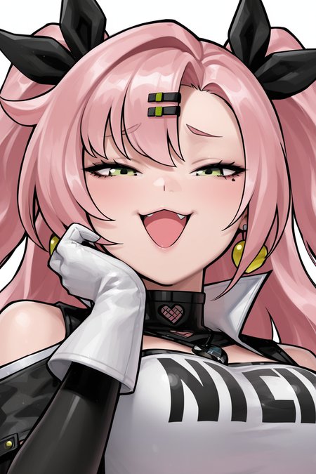 {{masterpiece,best quality,amazing quality,absurdres}}, 
BREAK
1girl, solo, portrait, upper body, looking at viewer, nicole demara, :3, smug, open mouth, narrowed eyes, large breasts
 <lora:Jeehyung_Lee_Style:1>