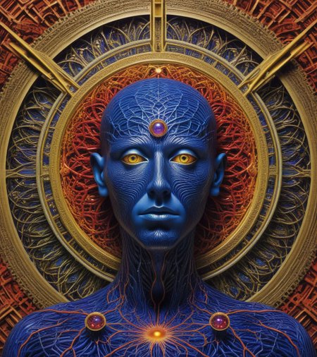 Tool Metal album cover, style by Alex Gray, (write text: "TOOL")