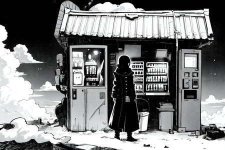 highly insanely detailed, masterpiece, top quality, best quality, highres, 4k, 8k, RAW photo, (very aesthetic, beautiful and aesthetic),  
tsutomu nihei,nihei_tsutomu,blame!,blame gakuen!,abara,TNstyle,sidonia_no_kishi,buildings,clouds,drainpipe,dark sky,black sky,tentacles,toha heavy industries,ventilation fan,ventilation shaft,bones, 
<lora:ABARA:0.7>, 
(1girl:1.3), 
solo focus, 
Valley,ancient_temple_complex,Neolithic_architecture,Clathrus_ruber,Coprinus_comatus,mushroom,Vending_Machines,Hot_Food_Vending_Machine,Drink_Vending_Machine,âââ