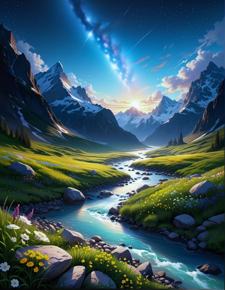 surreal landscape:1.2
Alpine meadow with wildflowers and glacial streams,
,
Graupel shower polishing rocks,
Cavum holes in supercooled layers,
Urban light pollution washing stars,
Ice breakup on arctic rivers,
Yardang wind-sculpted ridges,
,
,
,
Yoshihiro Tatsumi 
(masterpiece:1.4), (intricate details:1.4), (hyperrealistic:1.3),(painting:0.9),(ultra detailed:1.4), (8k resolution:1.3), (sharp focus), (dramatic perspective:1.1), (chromatic aberration:0.3), (film grain:0.2),
<lora:JuggerCineXL2:0.3>,
<lora:add-detail-xl:0.3>,
<lora:WildcardX-XL-Detail-Enhancer:0.4>,
<lora:xl_more_art-full_v1:0.7>,
<lora:ClassipeintXL2.1:0.3>,
<lora:Flux-XL_Scenery:0.3> flux-scenery ,
<lora:EnvyDramaticLightingXL01:0.7>
detailxl,