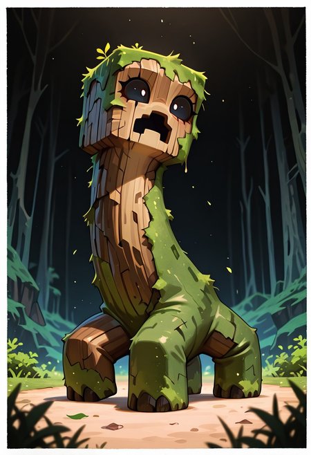 masterpiece, best quality, amazing quality, very aesthetic, absurdres, newest, , detailed background, 
 movie scene, cinematic scene, cinematic, foreground blur, depth of field, 
crpr, no humans, full body, pokemon (creature), open mouth, black sclera, black mouth, 
portrait, cracked skin, leaves over eye, wooden skin, mushroom growths on skin, wooden skin, brown skin, bark skin, moss growth, black background, white borders