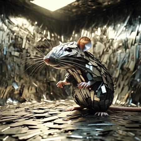 franglamex  professional photo, rat in room made of metal, high details and very detailed, cinematic, professional light<lora:franglamex:1>