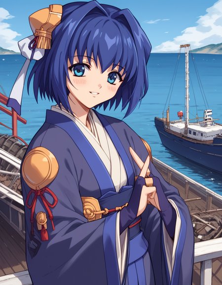 score_9, score_8_up, score_7_up, source_anime, <lora:daiakuji-yume-ova-ponyxl-lora-nochekaiser:1>, yume, short hair, blue eyes, hair ornament, blue hair, hair intakes, ribbon, hair ribbon,, long sleeves, japanese clothes, bridal gauntlets,, shipyard, boats, construction, metal, workers, smile, <lora:x-fingers-ponyxl-lora-nochekaiser:1>, x fingers, blush, parted lips,, looking at viewer, solo,, dutch angle, cowboy shot