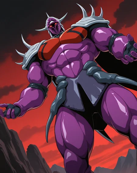 <lora:Lanacuras_(Shinzo)_(Illustrious)_(AD):1> Lanacuras, muscular, Shinzo, 
exterior, vivid anime dark sky with black clouds, mountains, nature, end of the world background, red and green clouds in the sky, fighting, 
dynamic action, dutch angle, cowboy shot, detailed face, detailed eyes, glowing red eyes, 
hyper muscular, end boss, large wide rounded protruding pecs, bulging muscles, large rounded muscular shoulders, large biceps, large thighs, abs, red pecs, perfect hands, peak physical conditioning, pinnacle of manly perfection, perfect physique, veiny muscles, commanding oppressive presence, 
BREAK: very awe, aesthetically pleasing, masterpiece, best quality, amazing quality, very aesthetic, perfect depth of field shot, 
BREAK: lazympos, lazypos (2),