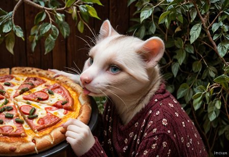 score_9, score_8_up, score_7_up, score_6_up, score_5_up, score_4_up, fur, animal weasel, g5, rich colors, front view, detailed background, detailed, 8k quality, side view, beautiful, teasing, freely actions, small, sausage tree, flying pizza like a marten, pizza, weasel, ferret,