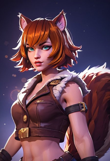 score_9, score_8_up, score_7_up, score_6_up, NLSTN, glowing, dark, ARKN2, (shallow depth of field), partially covered in shadow, 
suggestive pose, dynamic pose, sheer, dim light, (lens flare), and more, steamy, Detailed, close-up, 
BREAK
SQUIRREL GIRL (MARVEL RIVALS), FEMALE, BIG THIGHS, SQUIRREL GIRL UNIFORM, HAS A SQUIRREL TAIL, HAS SQUIRREL EARS, HAZELNUT EYES, BELLY SHOWING, portrait, uper body portrait,