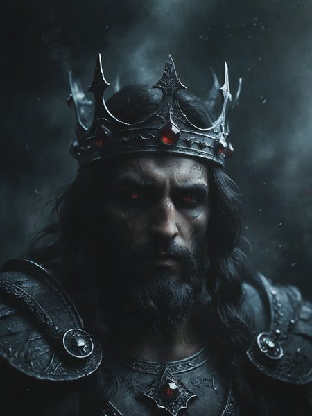 The gods of hades with the crown,  dynamic action shot, illustration,    <lora:Desolation:0.5>