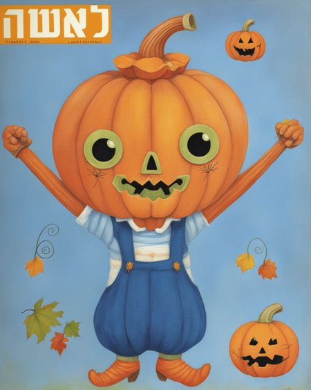 A cute Pumpkinhead laisha <lora:SDXL-laisha-Lora:1>    <lora:SDXL-Pumpkinhead-Lora:0.8>