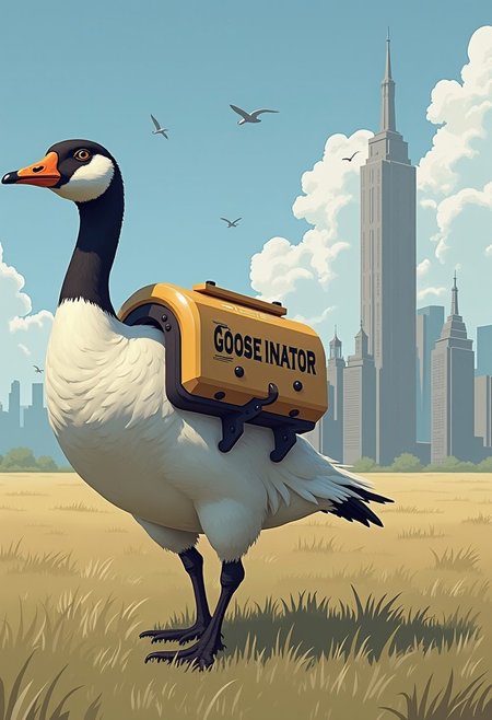 *Channel_42* *anthromorphic*
BEHOLD!!!!! THE GOOSEINATOR!!!!!! A laser cannon that will instantly turn the whole tri-state area into a nesting zone for Geese.