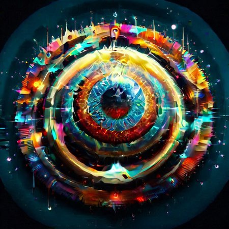 score_9, score_8_up, score_7_up, score_6_up, score_5_up, score_4_up, masterpiece, very aesthetic, glitch style, logoredmaf, flat color, abstract eyeball, kaleidoscope, galaxy, spiral colors Mandala background,