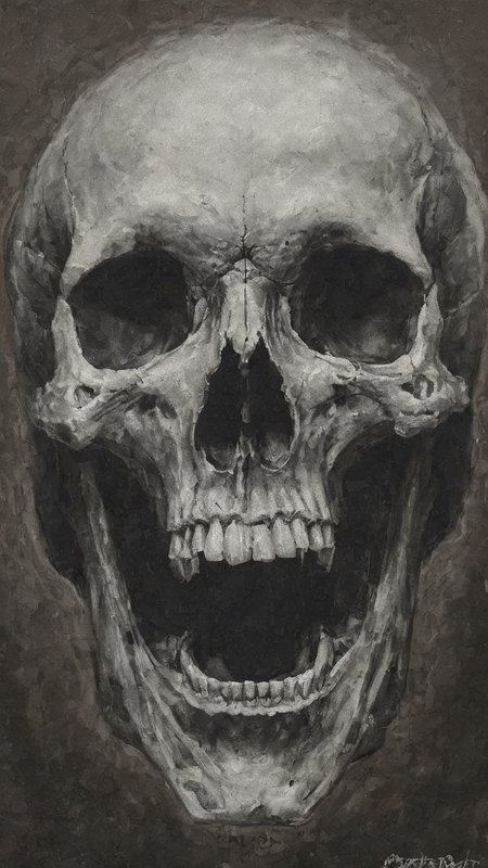 <lora:DarknessAI:1> screaming skull