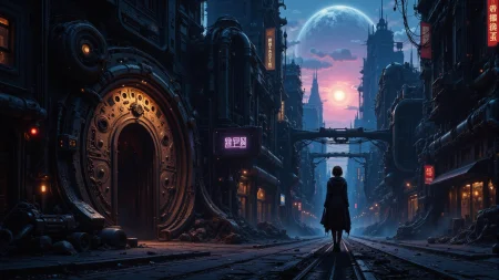 city, street, beautiful misterious futuristic sci-fi cyberpunk landscape, dusk, woman, very intricate, very detailed, sharp, colorful, <lora:Hand v2:0.5> <lora:Anti-Blur:1><lora:Insane Detail Slider:0.25>  <lora:flux.1_lora_flyway_Epic-detail_v2:0.3> <lora:fluxenhancer:0.25><lora:The_Dark_Side_Of_The_Future:0.4><lora:Neurocore Anime Cyberpunk v2.0:0.5> A digital artwork in the style of cknc