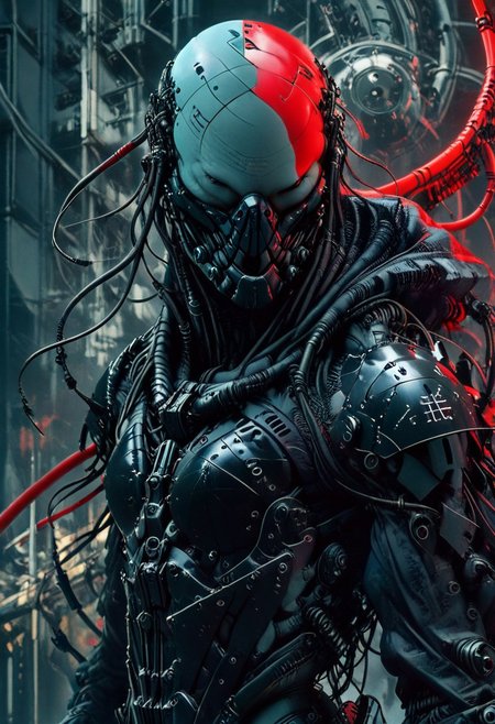a neon red carbon soldier at night, edgy enough for a metal album cover, dynamic,  <lora:- iLL - the_edgy_mech_V2.0-step000013500:0.4>, <lora:- iLL - master_of_slob_omnom_V1.0-step00011500:.8>    <lora:noobai_vpred_1_blending_v1:0.8>  <lora:Far_Future_Sketch_Illustrious__Pony:0.8>cybervision.