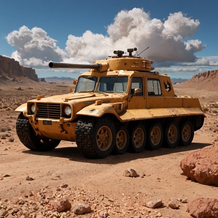 score_9, score_8_up, score_7_up, score_6_up, score_5_up, score_4_up, rating_safe,zPDXL2,mydaz,no humans, vehicle focus,tank,desert,dust cloud,  <lora:MydazExpanded:1>