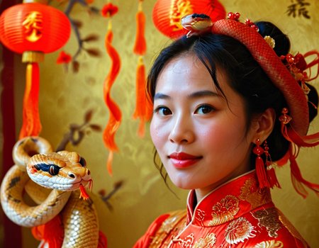 	Portrait of a Chinese Woman Celebrating the Year of the Snake
smile