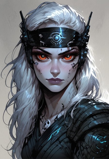 score_9, score_8_up, score_7_up, BREAK, 1woman portrait, Recypu style,close up of futuristic robotic female, long hair, white skin, sleek opaque reflective black visor, white background
<lora:Fant5yP0ny:0.6> <lora:fantasy_world_pony:0.9>
<lora:Cherry-Gig:0.55>