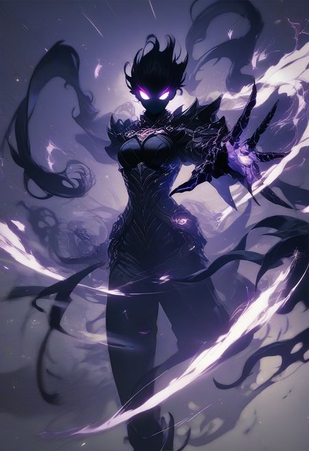 score_9, score_8_up, score_7_up, score_6_up, score_5_up, score_4_up, <lora:Shadow_Style_for_Pony:1> shadow person, female, black silhouette, action pose, magic knight, source_anime, Illustration, official artwork, anime style, wallpaper, official art