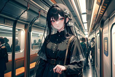 highly insanely detailed, masterpiece, top quality, best quality, highres, 4k, 8k, RAW photo, (very aesthetic, beautiful and aesthetic),  
(code_style,codestyle), 
<lora:CodeStyle (half generic class)_564920:0.5>, 
(1girl:1.3), 1other, 
crowded train interior,âââ