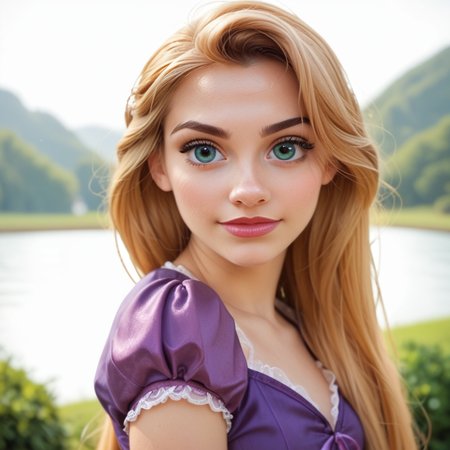score_9, score_8_up, score_7_up, BREAK, source_real, raw, photo, amateur, realism,35mm photo,flash photo, highly detailed, portrait,  face photo, detailed skin, depth of field, detailed face,  colorful, vivid colors, volumetric lighting,detailed eyes,
1 girl
<lora:RapunzelPonyXL_character:0.8> Rapunzel_PonyXL_10 RapunzelWaifu, purple dress, puffy sleeves, very long hair, blonde hair, blue eyes, 
<lora:sdxl_lightning_4step_lora:0.8>